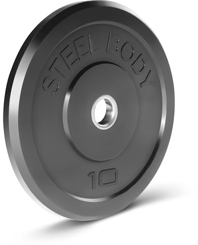 Steelbody Olympische Gummi-Stoßstangen-Hantelscheibe, 4,5 kg. / 11,3 kg. / 15,9 kg. / 20,4 kg. Workout-Gewichte, 4,5 kg, Schwarz