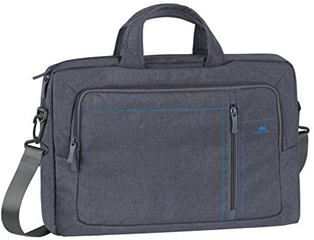 RIVACASE Notebooktasche bis 15.6 - Stilvolle Tasche aus wasserabweisenden Material und gepolsterten Seiten - Grau