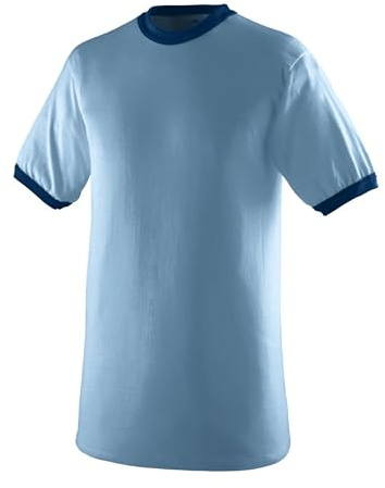 Augusta Sportswear Mens Ringer Tee Shirt Light Blue/Navy