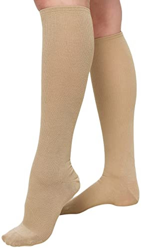 Nur Die Fit & Vital Kniestrümpfe entlastende Reisestrümpfe weiche & atmungsaktive Baumwolle mit Komfortbund Damen, leinen, 39-41