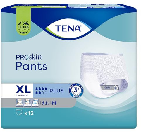TENA Pants Plus Extra Large (120cm-160cm/46-62in) Pack of 12