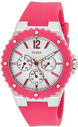 Guess - W90084L2 - Overdrive - Montre Femme - Quartz Analogique - Cadran Blanc - Bracelet Caoutchouc Rose