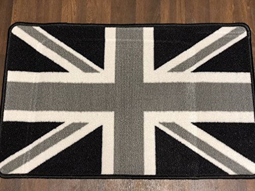 Retro Rubber Backing Non Slip Union Jack Door Mat 50x80cm in Black
