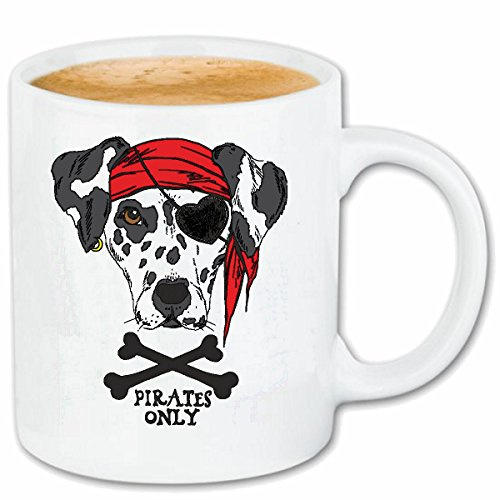 Taza párrafo café dálmata con diadema y parche en el ojo de pirata alegre JUGUETONA ENERGÉTICA FRIENDLY activo sensible INTELIGENTE Ceramic H