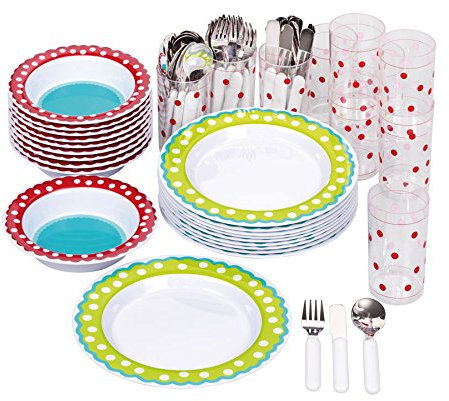 Betzold - 60-teiliges Kindergarten-Geschirr-Set - Teller, Becher, Besteck für 10 Kinder