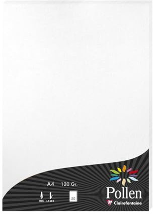 Clairefontaine 24302C Packung mit 50 Blatt Pollen, DIN A4, 210 x 297 mm, 120g, Perlmut Weiß