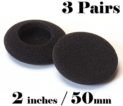 Kopfhörer Ohrkissen, Ohrpolster Ersatz für Kopfhörer, Audio Ersatz-Schaum Ohrpolster 6-Pack für Sennheiser PX100 / PMX100 / PMX 60 II / PMX200 / PX200 / PXC150 / PXC250 / Sony MDR 410 / Panasonic / Philips kompatibel (50mm Black) mit den meisten anderen Kopfhörer / Kopfhörer / Headsets Typ 10
