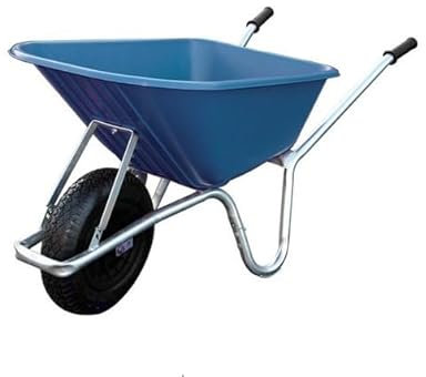 Big Mucker 100 Litre Plastic Wheelbarrow | Heavy Duty Garden & Farm Wheelbarrow with Pneumatic Wheel, Steel Frame, and Comfortable Handles for Stable, DIY, and Agricultural Use | Blue