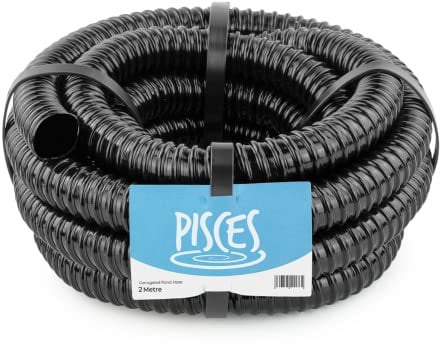 Pisces 20mm (0.75 inch) Black Pond Corrugated Flexible Hose Pipe - 2m Roll