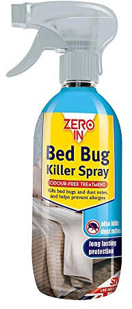 Zero In 500 ml Bed Bug Killer Spray, Long-Lasting, Solvent-Free, Odourless, Water-Based Household Treatment, Kills Bed Bugs and Dust Mites - Clear