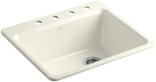Kohler 5872-4A1-96 Riverby® 25 top-mount single-bowl kitchen sink, Biscuit