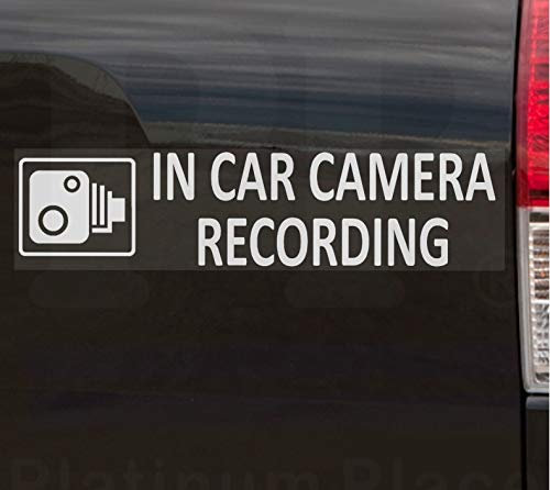 Platinum Place 1 x EXTERNAL 200 x 50mm-In Car Camera Recording Warning Stickers-White on Clear- -CCTV Sign-Van,Lorry,Truck,Taxi,Bus,Mini Cab,Minicab Safety and Security-Go Pro,Dashcam