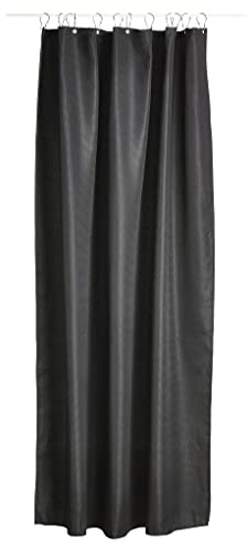 Zone Denmark Lux schwarzem Polyester Duschvorhang-Vorhänge Dusche (einfarbig, Polyester, Schwarz, 2 m, 1800 mm)