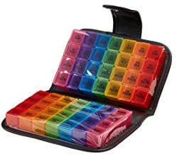 Easylife 14 Day Pill Box Organiser, 4 Times a Day, Tablet Organiser Wallet For Medication, Vitamins & Supplements, H19cm x W11.5cm x D5cm, Rainbow Colour