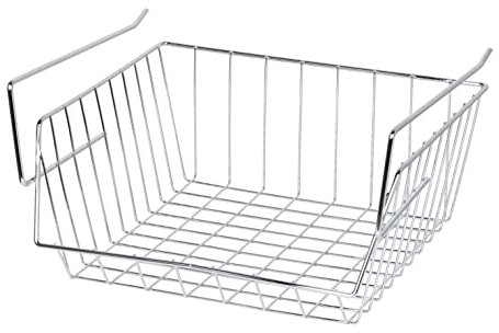 Medium & Large Chrome White Under Shelf Storage Basket Rack Holder Kitchen Bin Bathroom Organizer Space Saving (medium, Chrome)