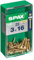 Spax 18331 Box 25 pcs CAB Wood Screw. Flat YELLOX 3x16mm, Multicoloured