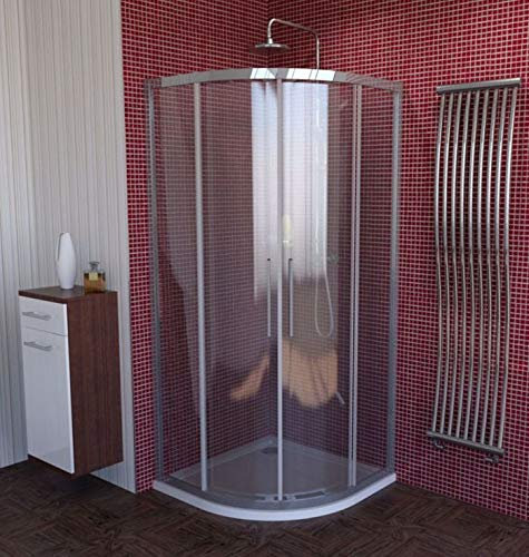Cabine de douche 90 x 90 gauche, ronde Douche 900 x 900 x 2000 mm (L x l x h), douche rond 90 x 90 cm, 4 pièces, ESG 8/6 mm, portes coulissantes