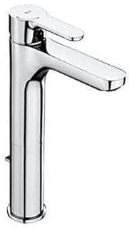 Roca L20 Grifería para lavabo de caño alto con tecnología Cold Start, grifo monomando con enlaces de alimentación flexibles, mezclador con desagüe automático de fácil instalación, cromado, A5A3C09C00