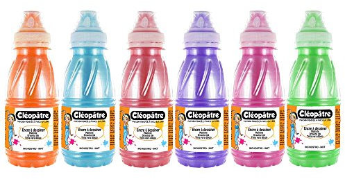 CLEOPATRE -Encres à Dessiner - Assortiment de couleurs nacrées vives- 250 ml