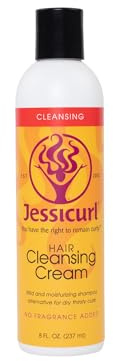 Jessicurl Hair Cleansing Cream, No Fragrance Added, 8 Fl oz. Moisturizing Shampoo for Curly Hair, Sulfate Free Shampoo for Dry Hair