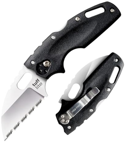 Cold Steel, Tuff Lite, Klappmesser, Satin Finish, Taschenmesser, AUS-8A Klingenstahl, AUS-8A Klingenstahl, Taschenclip, scharfes Messer für Outdoor, Camping, Schwarz