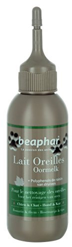 BEAPHAR – Lait nettoyant premium pour les oreilles du chien et du chat – Aux polyphénols de raisin, aux extraits de Romarin & de Thym – Nettoie en douceur les oreilles & élimine les impuretés – 125 ml