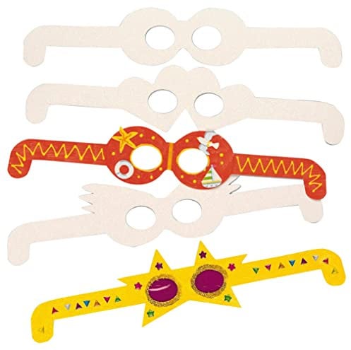 Baker Ross ET608 Ross Blanko-Pappformen „Brille für Kinder zum Bemalen, Dekorieren und Gestalten zum Fasching & Karneval - (12 Stück), Weiß, 35 cm