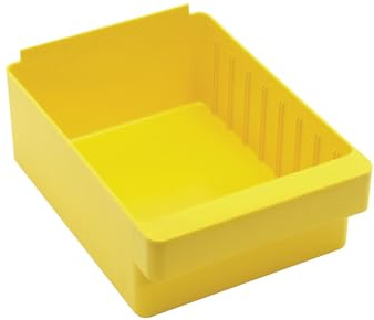Quantum QED701YLCS Super Tuff Euro Drawer | Customizable Stacking Bin Organizer for Warehouse Manufacturing | (8) Divider Slots | 11-7/8W x 8-3/8D x 4-5/8H, Yellow, Polysteryne (Set of 24)
