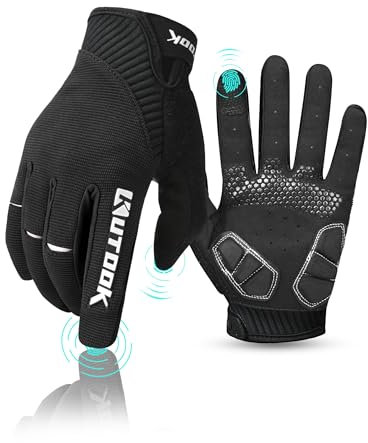 KUTOOK Fahrradhandschuhe Herren Mit Gel Vollfinger MTB Handschuhe Fahrrad Bekleidung Schwarz XXL