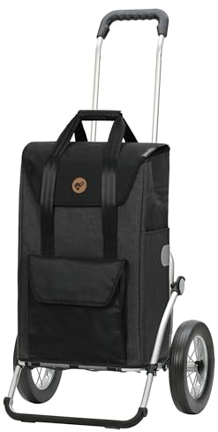 Andersen Einkaufstrolley Royal mit Metallspeichenrad und Einkaufstasche Senta schwarz 49 Liter