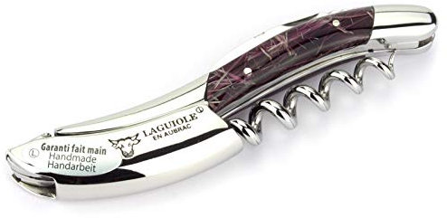 Laguiole en Aubrac Kellnermesser Sommelierbesteck SOM99F1I Griffschalen Acrylglas ''Feu d'dart' violett, Edelstahl glänzend