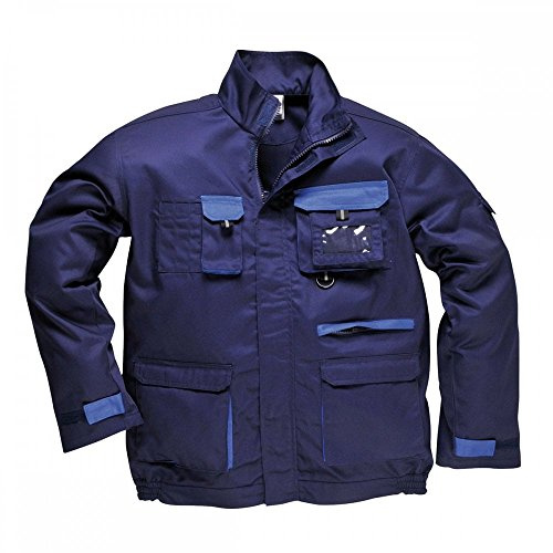 Portwest TX10 Texo Contrast Jacket Multi Pocket Long Sleeve Polyester | Navy, Small, UPF 50+, Regular Fit, Hook and Loop Closure, Side Elastic Waist, Hardwearing, Storm Flap Front, Workwear