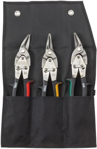 BESSEY Figuren-Scheren Set, 1 x D16, 1 x D16L und 1 x D16S in Rolltasche, für kurze gerade und Figurenschnitte, Gewicht 1,23 Kg, Schwarz, Silber
