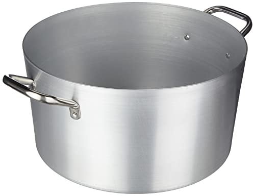Ollas Agnelli Cazuela alta de aluminio, con 2 asas en acero inoxidable, plata, 25 Litros