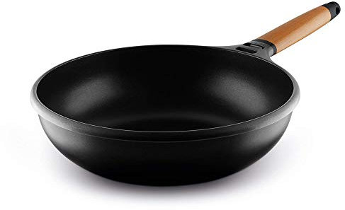 Wok Induction 28 cm à Manche en Bois de Cèdre