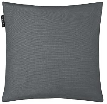 LINUM Annabell Elegant Kissenhülle 40x40 cm, 100% Baumwolle, Maschinenwaschbar, Granitgrau