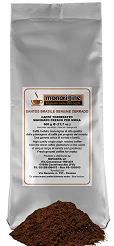 Caffè Arabica macinato fresco per moka Santos Brasile Genuine Cerrado 500 gr - Caffè Monorigine Arabica 100%
