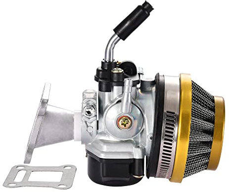 GOOFIT Collettore Carburatore 19mm Minimoto Filtro Aria 58mm Sostituzione per 2 Tempi 47cc 49cc Mini Pit Bike Quad ATV Scooter Oro