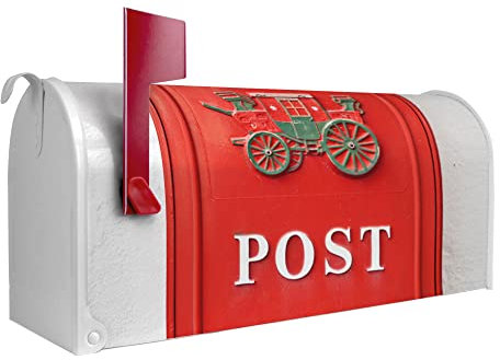 banjado® Amerikanischer Briefkasten - US Mailbox/Letterbox mit Motiv Nostalgie Post 51x22x17cm - Postkasten Stahl aus Amerika – Briefkasten amerikanisch pulverbeschichtet