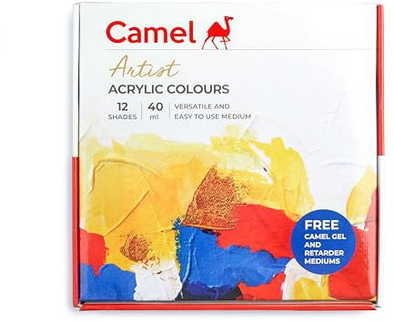Camlin Kokuyo Artist 40ml Acrylic Color Shade - 12 Shades (Multicolor)