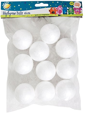 Craft Planet Polystyrene Balls 10 Pieces, White, 4.5cm, Shapes For Arts And Crafts, Basic Polystyrene Shapes, Perfect Base, Decoupage, Painting, Bauble-Making, Art Set & Craft Kit Supplies