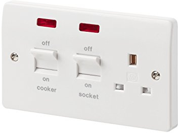 MK Cooker Control Unit DP 45A and Switched Socket 13A with Neon Indicator,White