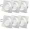 SSC-LUXon 6 Stück LED Decken Einbaustrahler Set flach & dimmbar - 4W Einbauleuchte QF-2 eckig Alu gebürstet für Deckeneinbau nur 30mm Einbautiefe