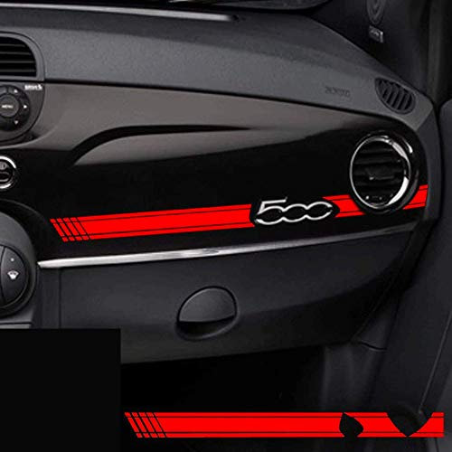 Lollomoto Striscia Cruscotto per Fiat 500 Abarth Adesivi Stickers Auto Decal Tuning - Rosso Lucido