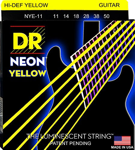 DR Strings 11-50 NEON-Juego de cuerdas para guitarra eléctrica, color amarillo