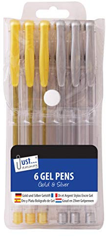 Just stationery Gelschreiber, Silber/Gold, 6 Stück, 1224