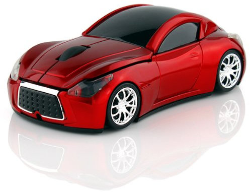 KLEIN Design FTD-MS127 Kabellose Maus, Sportwagen Design, 2.4 GHz Verbindung via Nano-USB-Empfänger, Optischer Sensor, Für Links- und Rechtshänder, in Farbe rot