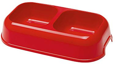 Ferplast Gamelle pour chien Party, Gamelle pour chien en plastique, durable, antidérapante et facile à transporter, adaptée aux chiens à oreilles longues, petite (0,7 L), Rouge