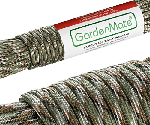 GardenMate Paracord 550 Corda di Nylon per Uso Esterno – Disponibile in DIVERSI COLORI – Lunghezza 31 m Spessore 4 mm – Corda Kernmantel Composta da 7 Fili di Nylon Resistente agli Strappi