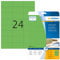 HERMA 4469 Farbige Etiketten grün ablösbar, 20 Blatt, 70 x 37 mm, 24 pro A4 Bogen, 480 Stück, selbstklebend, bedruckbar, matt, blanko Papier Farbetiketten Aufkleber